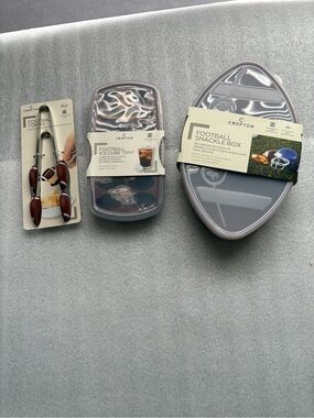 Crofton Gray Football-Themed Snack Tray, Ice Cube Mold & Tongs Set